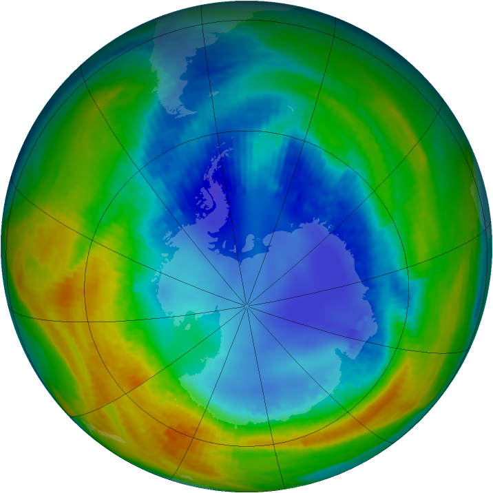Antarctic ozone map for 16 August 2002